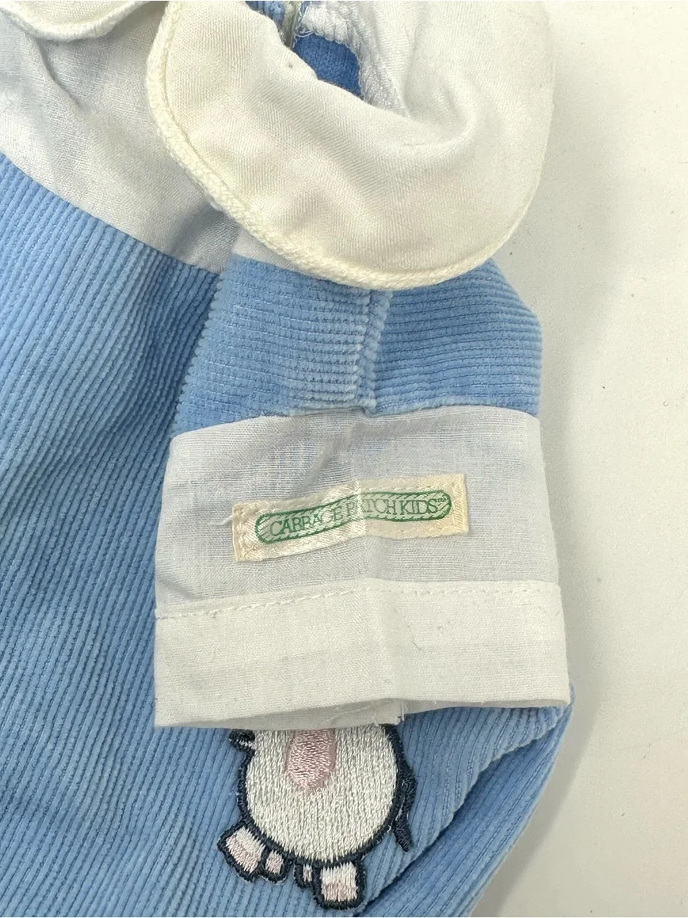 Vintage Cabbage Patch Kids Doll Baby Corduroy Elephant Romper Coleco Blue White